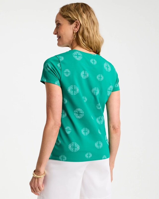 Printed Cotton Stretch Cap-Sleeve Tee - image 3